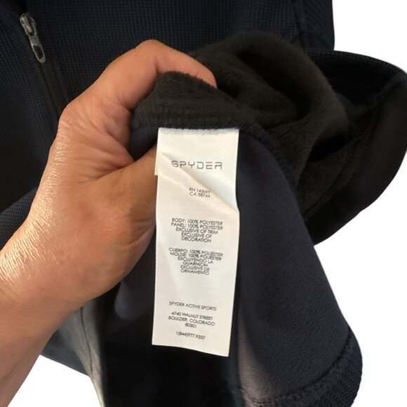 Spyder Fleece Pullover Large Navy 1/4 Zip Athletic Fit Jacket Casual Athleisure - Picture 6 of 8
